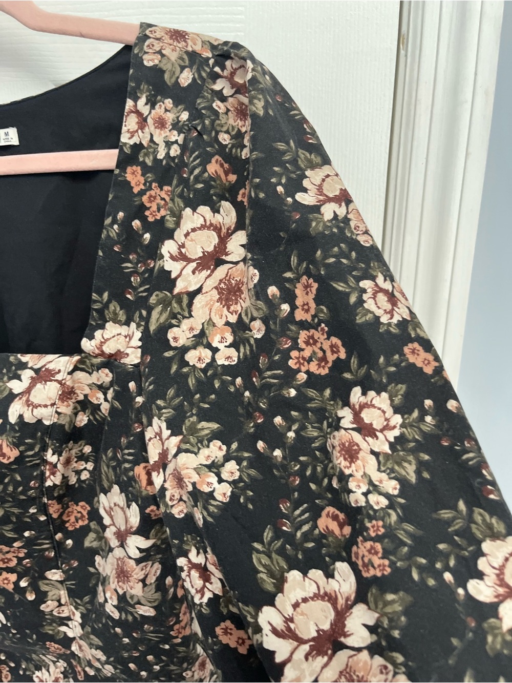 Abercrombie & Fitch Square Neck Blouse M Floral Balloon Sleeve Smock Feminine - Picture 9 of 15